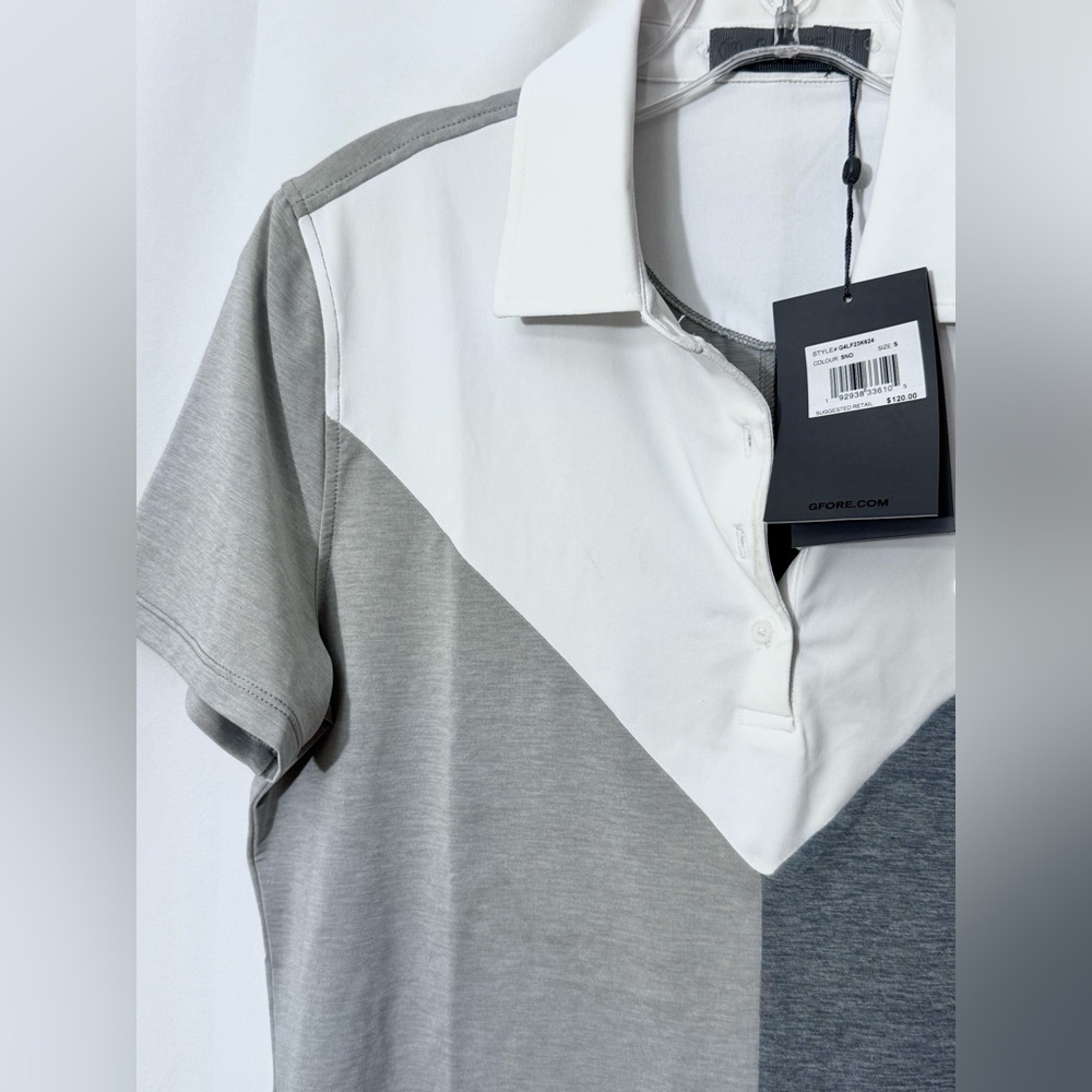 NWT G/FORE Color Block V Melange Tech Jersey Golf Polo Shirt Size Small - Picture 5 of 16